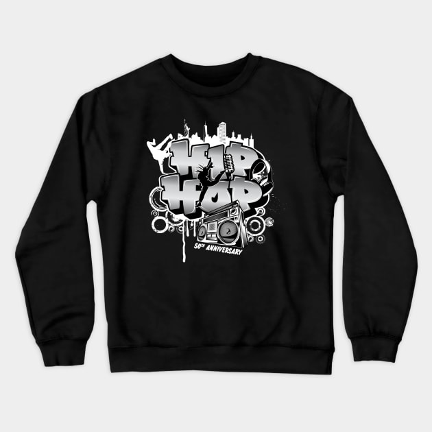 50th Anniversary Of Hip Hop Crewneck Sweatshirt by Crates-N-Needles